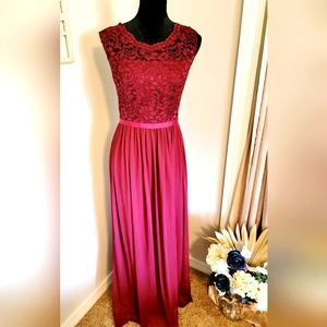 Lace top floor length gown